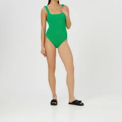 Square Neck Crinkle Swimsuit Women Swimwear & Beachwear