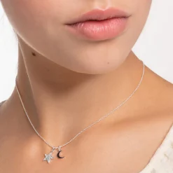 Hot Star & Moon Sterling Silver Necklace Women Necklaces