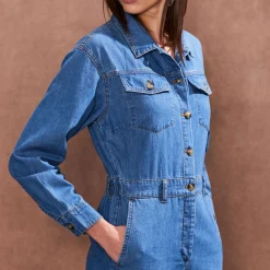 New Straight Leg Denim Jumpsuit Women Jumpsuits