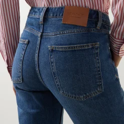 Stretch Mid-Rise Straight Leg Jeans Women Denim
