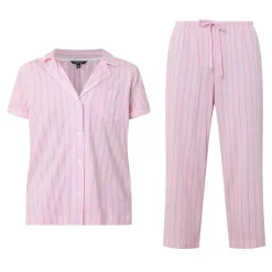 Discount Stripe Cropped Pyjama Set Women Sleepwear