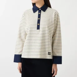 Discount Stripe Logo Polo Shirt Women Tops