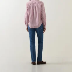 Outlet Stripe Logo Shirt Women Tops