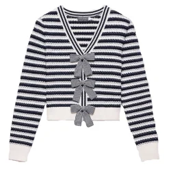 Online Striped Bow Cardigan Women Sweaters & Cardigans