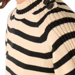New Striped Button Detail Sweater Women Sweaters & Cardigans