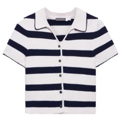 Hot Striped Collar Knitted Top Women Sweaters & Cardigans