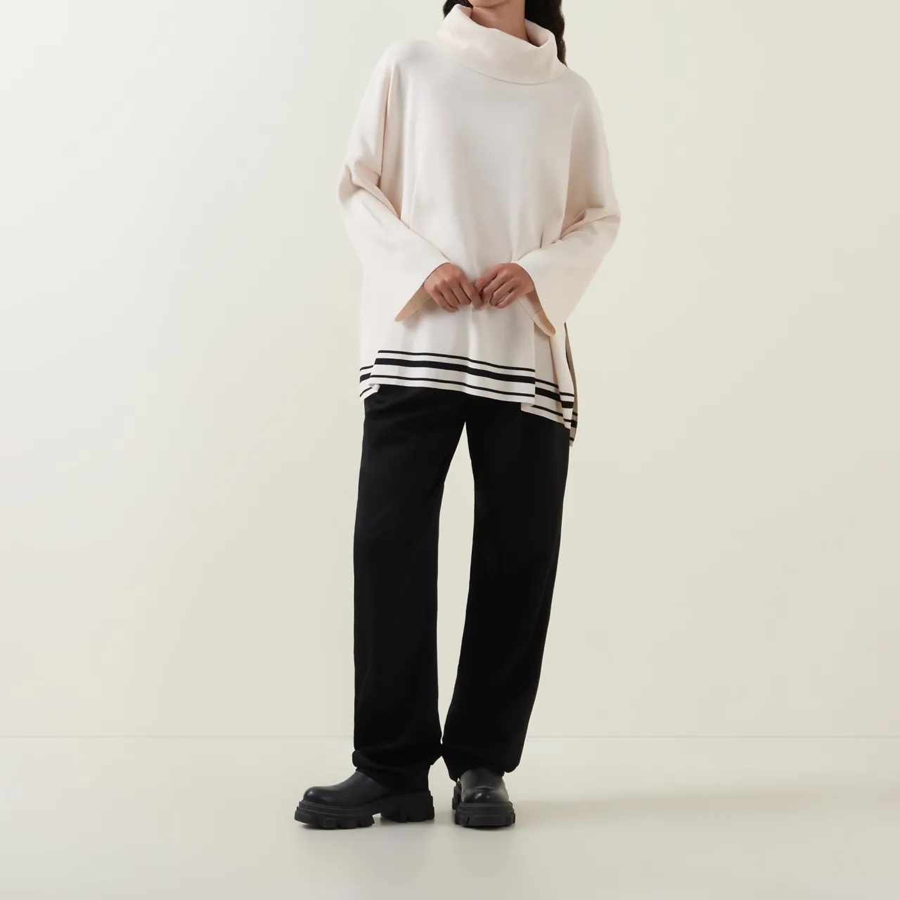 Best Striped Hem Turtleneck Sweater Women Sweaters & Cardigans