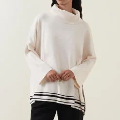 Best Striped Hem Turtleneck Sweater Women Sweaters & Cardigans
