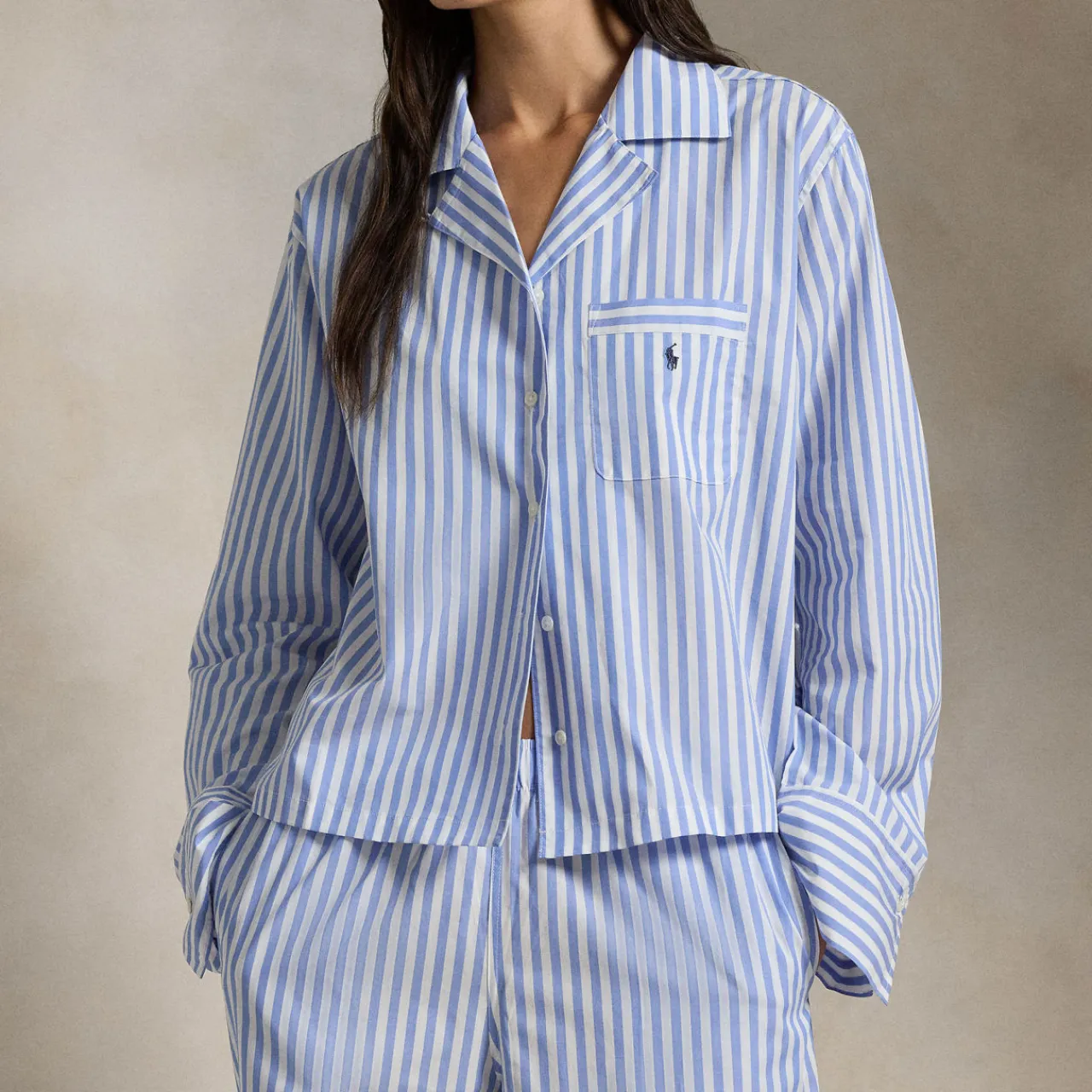 Clearance Striped Pony Logo Pyjama Set Women Sleepwear