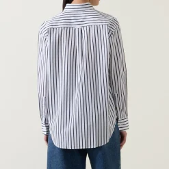 Outlet Striped Poplin Shirt Women Tops