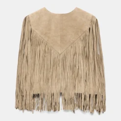 Online Suede Fringe Waistcoat Women Coats & Jackets