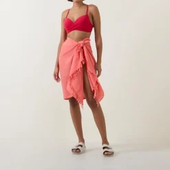 New Sunset Frayed-Edge Sarong Women Swimwear & Beachwear