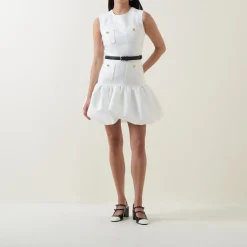 New Taffeta Bubble Hem Mini Shift Dress Women Dresses