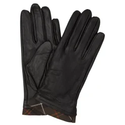 Clearance Tartan-Trim Leather Gloves Women Gloves