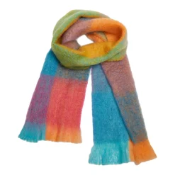 Discount Teal & Orange Check Scarf Women Scarves