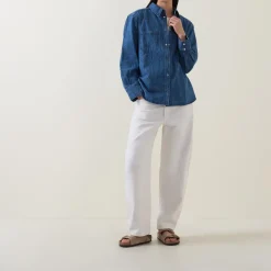 Outlet Teresa Printed Denim Shirt Women Tops
