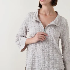 Discount Textured Half-Zip Sweatshirt Women Sweatshirts & Hoodies