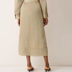New Textured Seam Side Slit Skirt Women Skirts