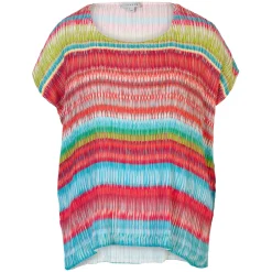 Online Textured Striped T-Shirt Women Tops
