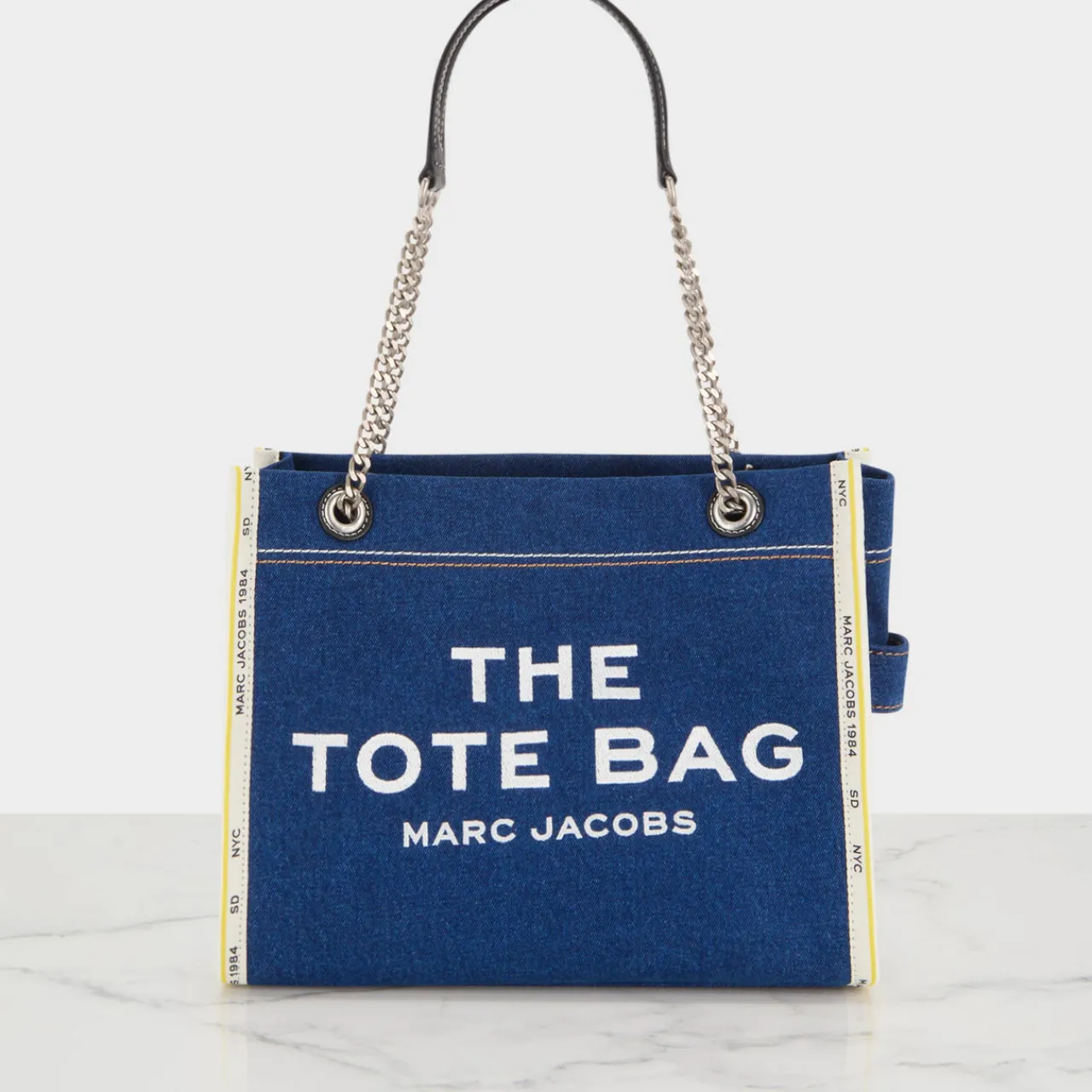 Clearance The Denim Chain Medium Tote Bag Women Tote Bags