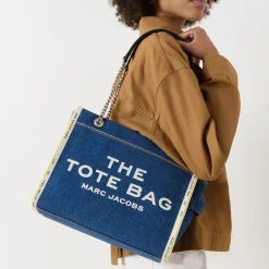 Clearance The Denim Chain Medium Tote Bag Women Tote Bags