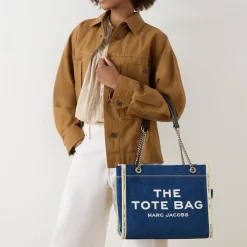 Clearance The Denim Chain Medium Tote Bag Women Tote Bags
