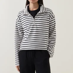 Online Tiana Half-Zip Striped Sweatshirt Women Sweatshirts & Hoodies