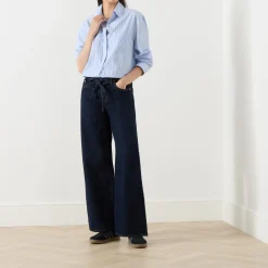Online Tie-Fastening Wide Leg Jeans Women Denim