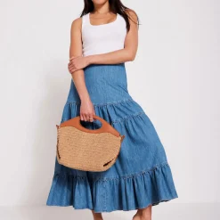 New Tiered Denim Skirt Women Skirts