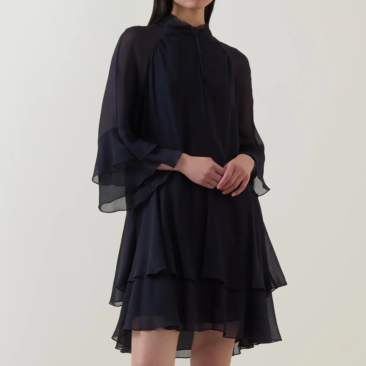 Hot Tiered Ruffle Mini Flared Dress Women Dresses