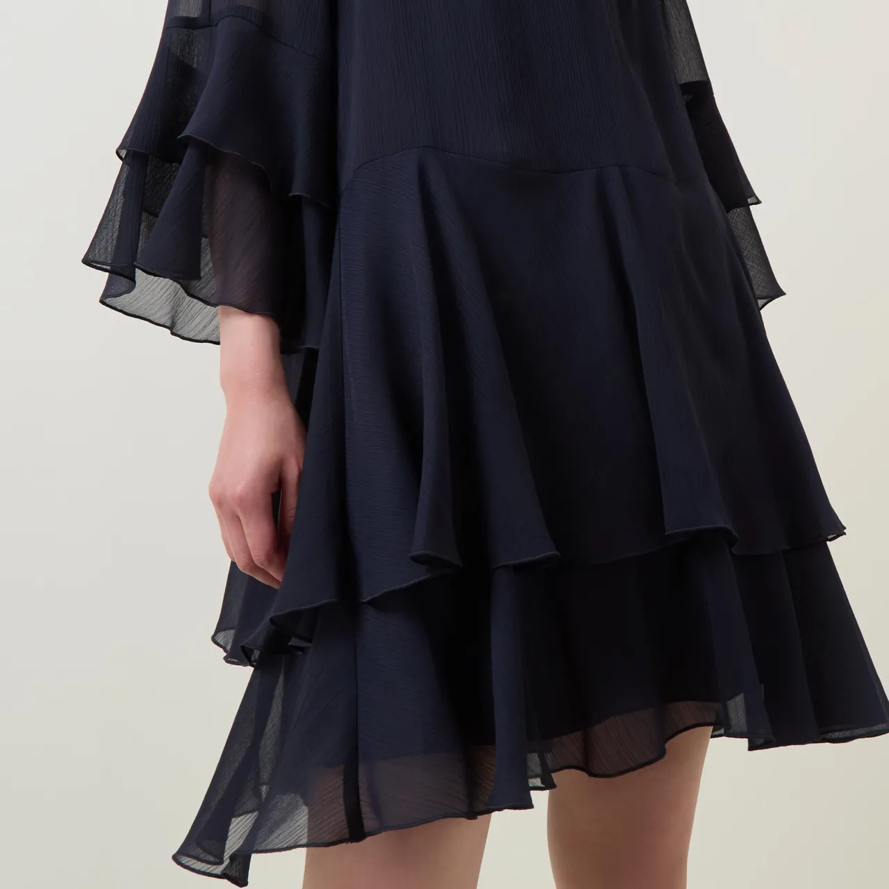 Hot Tiered Ruffle Mini Flared Dress Women Dresses