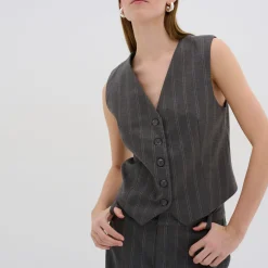 Best Tito Pinstripe Tailored Waistcoat Women Coats & Jackets