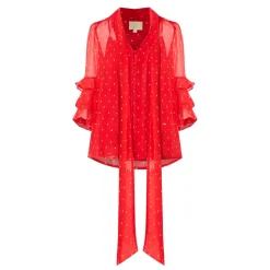 Online Trina Ruffle Polka Dot Blouse Women Tops