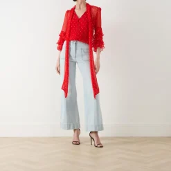 Online Trina Ruffle Polka Dot Blouse Women Tops