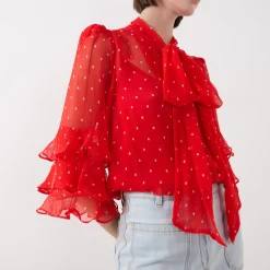 Online Trina Ruffle Polka Dot Blouse Women Tops