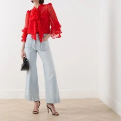 Online Trina Ruffle Polka Dot Blouse Women Tops