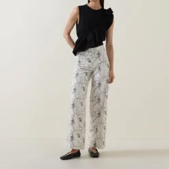 New Trisja Floral Embroidered Straight Leg Trousers Women Trousers & Shorts
