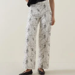New Trisja Floral Embroidered Straight Leg Trousers Women Trousers & Shorts