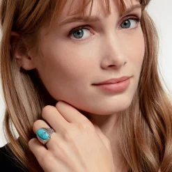 Clearance Turquoise Sterling Silver Ring Women Rings