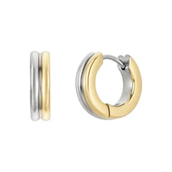 Sale Two Tone Barrel Huggie Earrings Women Earrings