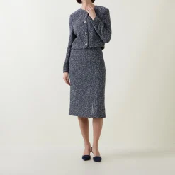 Outlet Vatilar Bouclé Knit Pencil Skirt Women Skirts