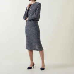 Outlet Vatilar Bouclé Knit Pencil Skirt Women Skirts