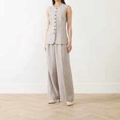 Outlet Vilka Pinstripe Wide Leg Trousers Women Coats & Jackets