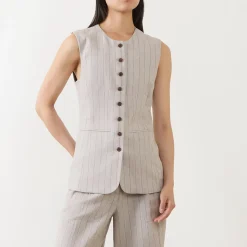Outlet Vilka Pinstripe Wide Leg Trousers Women Coats & Jackets