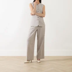 Sale Vilka Pinstripe Wide Leg Trousers Women Trousers & Shorts