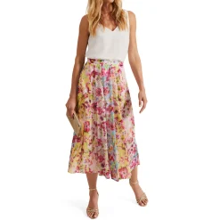Outlet Vivianne Striped Floral Skirt Women Skirts
