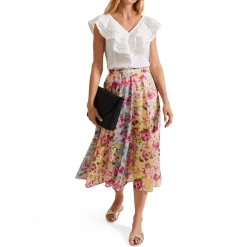 Outlet Vivianne Striped Floral Skirt Women Skirts