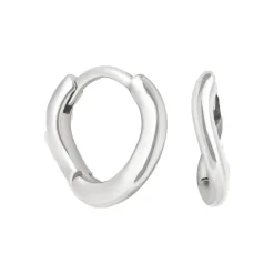 New Wave Rhodium-Plated Huggies Women Earrings
