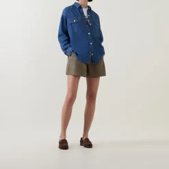 Woodrow Logo Denim Shirt Women Tops