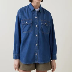Woodrow Logo Denim Shirt Women Tops